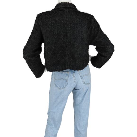 Vintage Rampage Outerwear Black Y2K Fuzzy Cropped Jacket - Picture 2 of 8